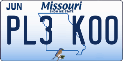 MO license plate PL3K0O