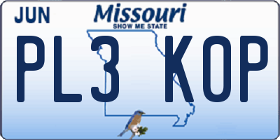 MO license plate PL3K0P