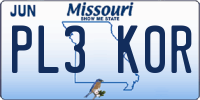 MO license plate PL3K0R