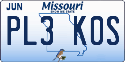 MO license plate PL3K0S