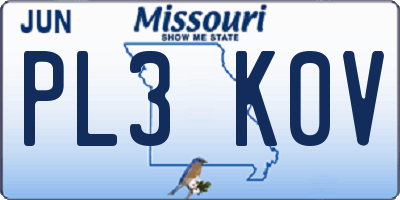MO license plate PL3K0V