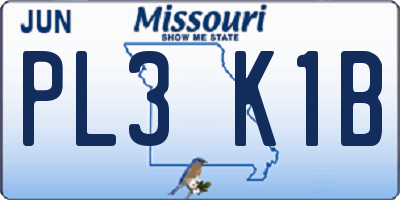 MO license plate PL3K1B