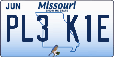MO license plate PL3K1E