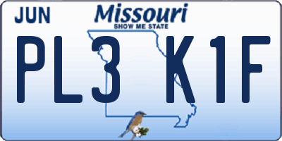 MO license plate PL3K1F