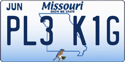 MO license plate PL3K1G
