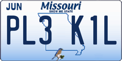 MO license plate PL3K1L