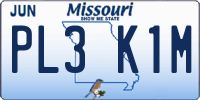 MO license plate PL3K1M