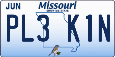 MO license plate PL3K1N