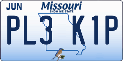 MO license plate PL3K1P