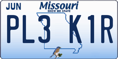 MO license plate PL3K1R