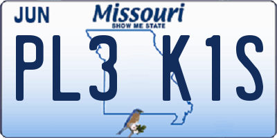 MO license plate PL3K1S