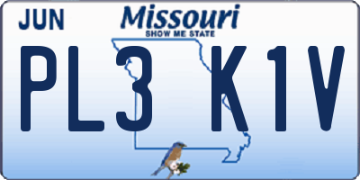 MO license plate PL3K1V