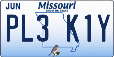 MO license plate PL3K1Y