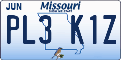 MO license plate PL3K1Z