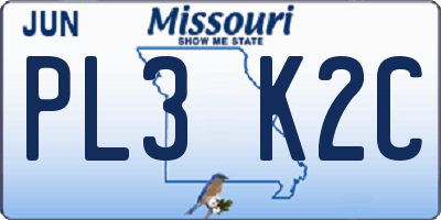 MO license plate PL3K2C