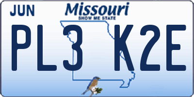 MO license plate PL3K2E