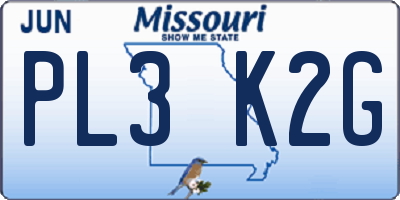 MO license plate PL3K2G