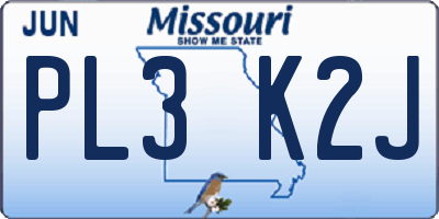 MO license plate PL3K2J