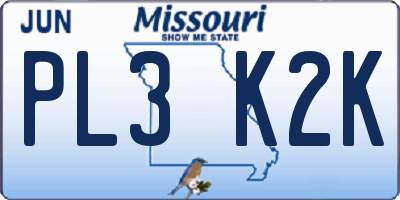 MO license plate PL3K2K