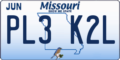 MO license plate PL3K2L