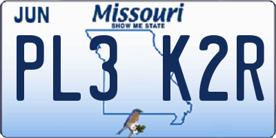 MO license plate PL3K2R
