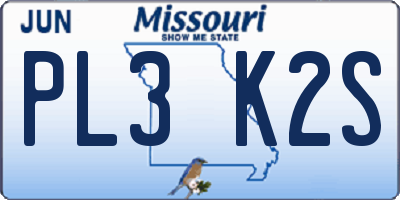 MO license plate PL3K2S