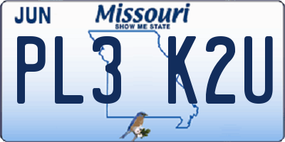 MO license plate PL3K2U