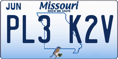 MO license plate PL3K2V