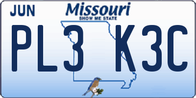 MO license plate PL3K3C