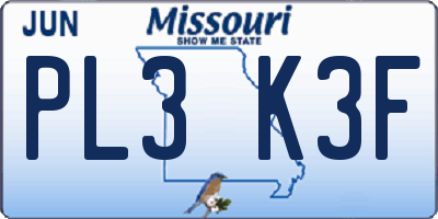 MO license plate PL3K3F