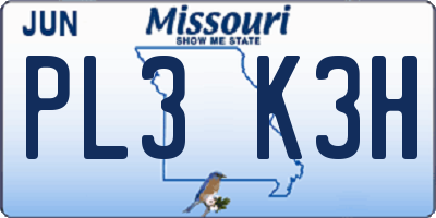 MO license plate PL3K3H
