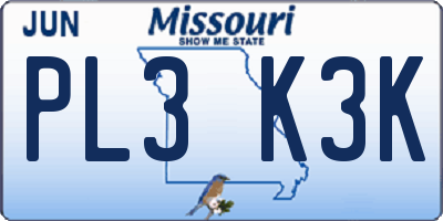 MO license plate PL3K3K