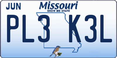 MO license plate PL3K3L