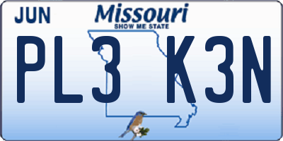 MO license plate PL3K3N