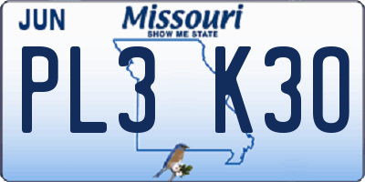 MO license plate PL3K3O