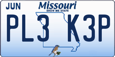 MO license plate PL3K3P