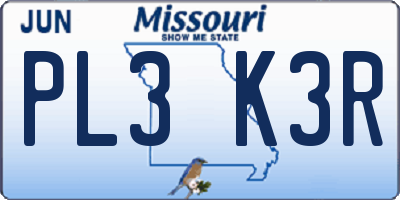 MO license plate PL3K3R