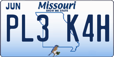 MO license plate PL3K4H