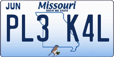 MO license plate PL3K4L