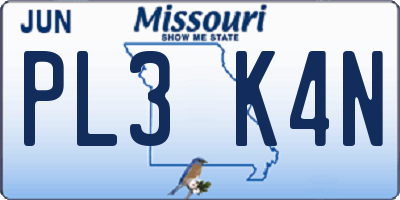 MO license plate PL3K4N