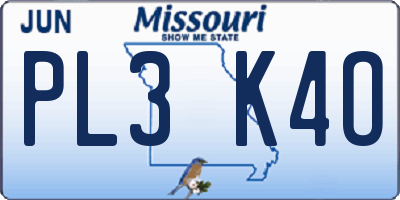 MO license plate PL3K4O