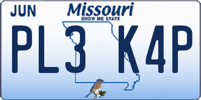 MO license plate PL3K4P