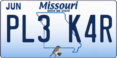 MO license plate PL3K4R