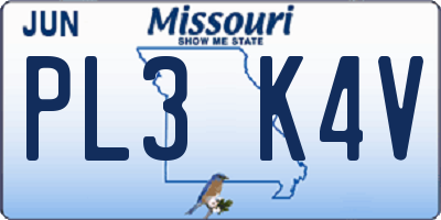 MO license plate PL3K4V