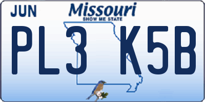 MO license plate PL3K5B
