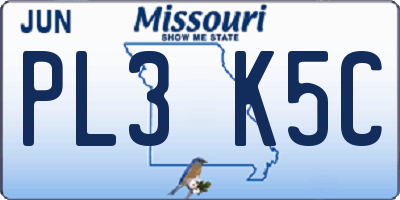 MO license plate PL3K5C