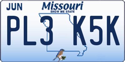 MO license plate PL3K5K