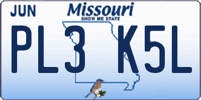 MO license plate PL3K5L