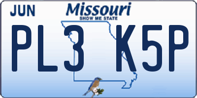 MO license plate PL3K5P