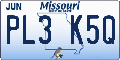 MO license plate PL3K5Q